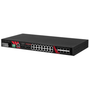 Antaira LMP-2812G-4X8S (-T) 28-Port Managed Gigabit Ethernet PoE+Switch, 16 Gigabit Ethernet, 4 1G/2.5G/10G SFP+ Slots, 8 Gigabit SFP slots